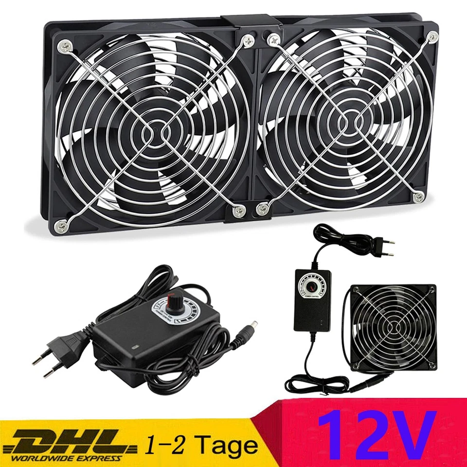 2in1 USB Ventilator Leise PC Gehäuselüfter 120mm 12V Einstellbare Doppel Lüfter - Bild 2 von 4