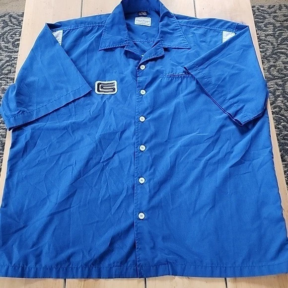 Camisa David Carey Para Hombres Shelby Ford Cobra Pit Abotonada Azul Blanco Talla 2XL Foto 2 de 4