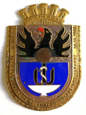 Plakette 5. Schwere Mittelfränkische Geländezuverlässigkeitsfahrt 1962 AMC ADAC
