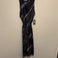 NWT Vince Camuto Navy Stripe Floral Beauty Pencil Dress Matching Belt Women's XL