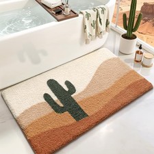 Cactus Bathroom Rug 24x43 Soft Absorbent Bath Mat, Non 24"x43" Cactus Sand