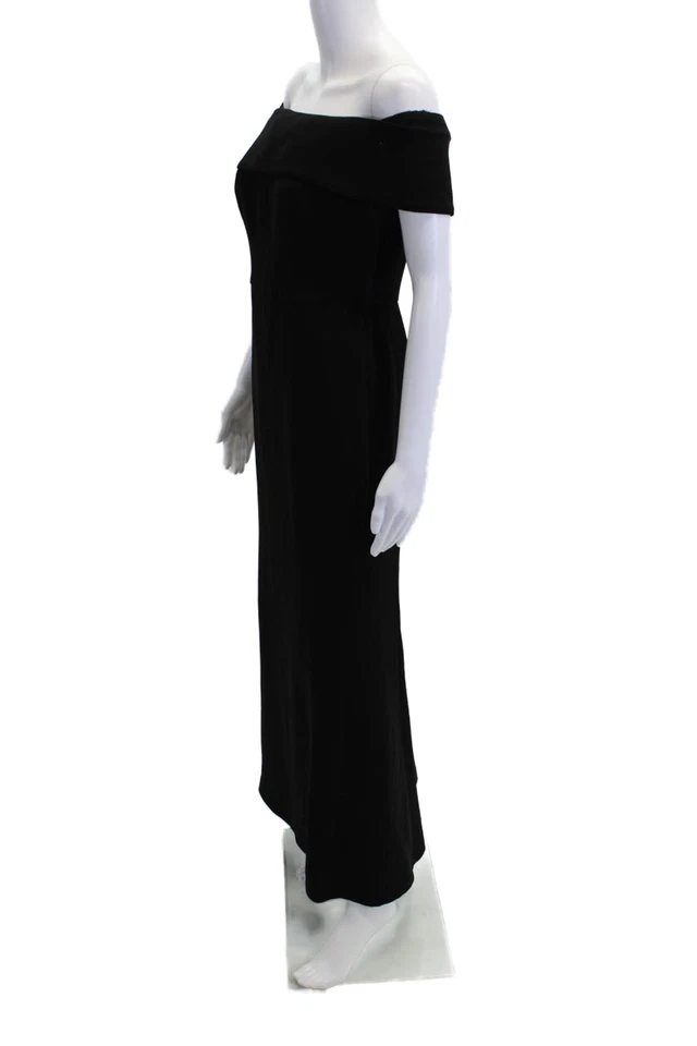 Calvin Klein Womens Banded Off The Shoulder Solid Evening Gown Black Size 4 - Image 2 of 4