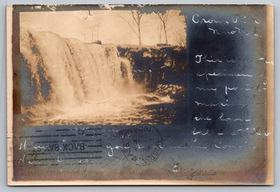 Staircase Falls. Essex County. Crown Point, New York Real Photo Postcard RPPC