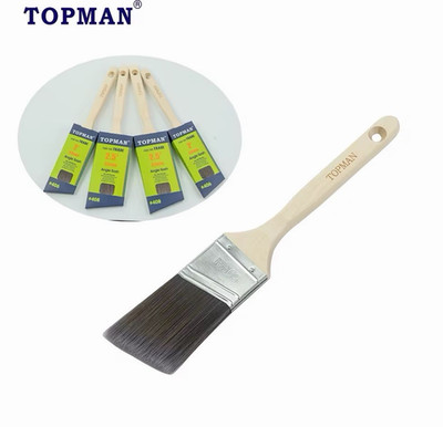 TOPMAN Angled Sash Paint Brush 5cm Synthetic Bristles Wood Handle Hanging Hole