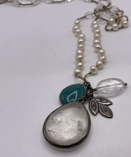 Silpada Sterling Silver Oh So Pretty Pearl Quartzite Necklace 28.5” 31.2g N2108