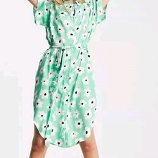 NWT ASOS Monki Mimmi ecovero midi shirt dress in green floral print size Large