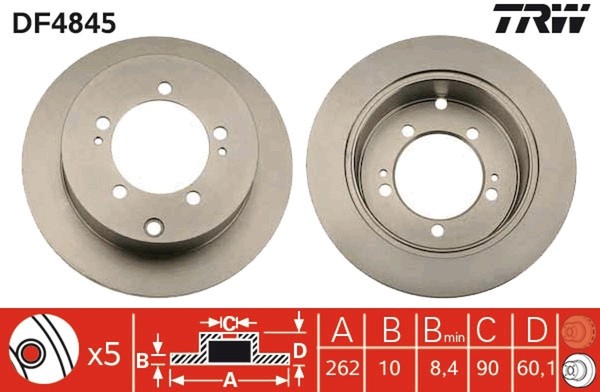 2X Bremsscheibe TRW DF4845 FüR Outlander Mitsubishi Runner Lancer Space Sebring-image