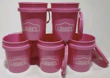 Lot of 5 Hard To Find Viral Lowe's Pink 0.42 Qt Mini Bucket w/Lid Ships Fast