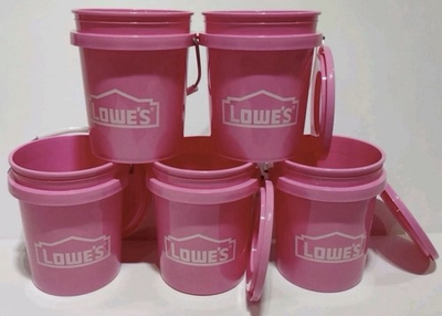 #ad Lot of 5 Hard To Find Viral Lowe#x27;s Pink 0.42 Qt Mini Bucket w Lid Ships Fast $22.99