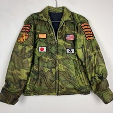 Vintage 60s USMC Jacket Vietnam Souvenir Full Zip Camo Tour Medium 9th MAB