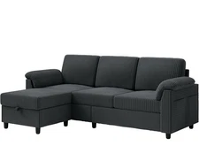Convertible Sectional Sofa Couch, 3 Seat L Shaped Sofa with Removable Pillows Li