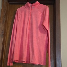 Under Armour HeatGear Womens XL Pink Heathered Fitted 1/4 Zip Mock Neck