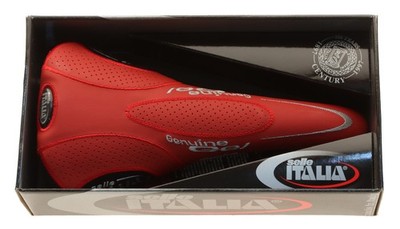 Selle Italia Flite Saddle Ti Rails Genuine Gel Perf Red Leather