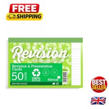 Sustainable A6 Lined Flash Cards - 50 Heavy-Duty Recycled Paper Cards, White