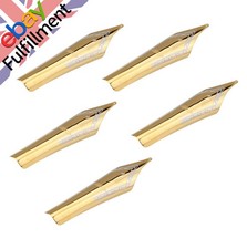 5pcs 35 x 6mm Replace Fountain Pen Nibs 0.5mm Medium Fine Nib Iridium Tip Gold