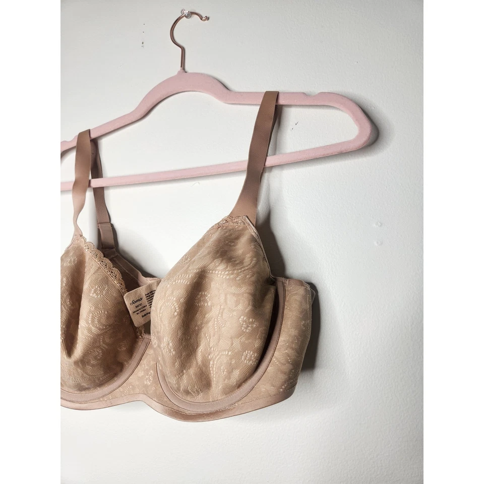 Soma 36DD Enticing Lift Full Coverage Bra Beige Floral Lace Comfort - Image 3 of 4