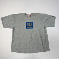 Vintage 90s Wilson Athletics Gray Graphic Tee Men XL Made in USA Cotton