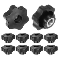 10pcs Star Knobs M12 Thread 48mm Head Through Hole Clamping Handles Black