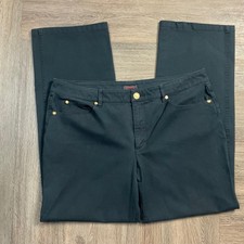 Escada Classic Straight Leg Cotton Stretch Pants Womens 44 EU 12 US Black Gold