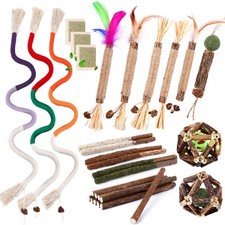 27 Pack Catnip Chew Toys for Cats,Cotton Sisal Rope Toys,Cat Natural Silvervi...
