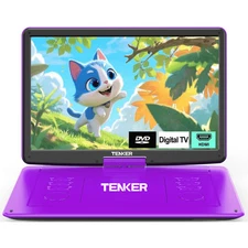TENKER 17.9" Portable DVD Player Large Swivel Screen, 6Hours Rechargeable Batter