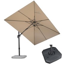 Tilting Patio Umbrella with Base Outdoor Cantilever Swivel Rectangle Umbrella