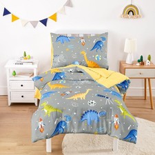 - Dinosaur Toddler Bedding Set for Boys, Dino Astronauts Rocket Space, 4 Piec...