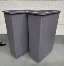 2x Grey 87L Slim Jim Plastic Recycling Bin Space Saver Commercial Kitchen Waste