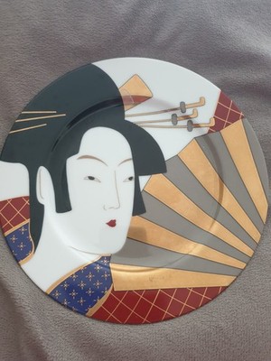 SAMMELTELLER/ PORZELLAN  FITZ & FLOYD JAPAN  '' GEISHA''  19 cm D.  