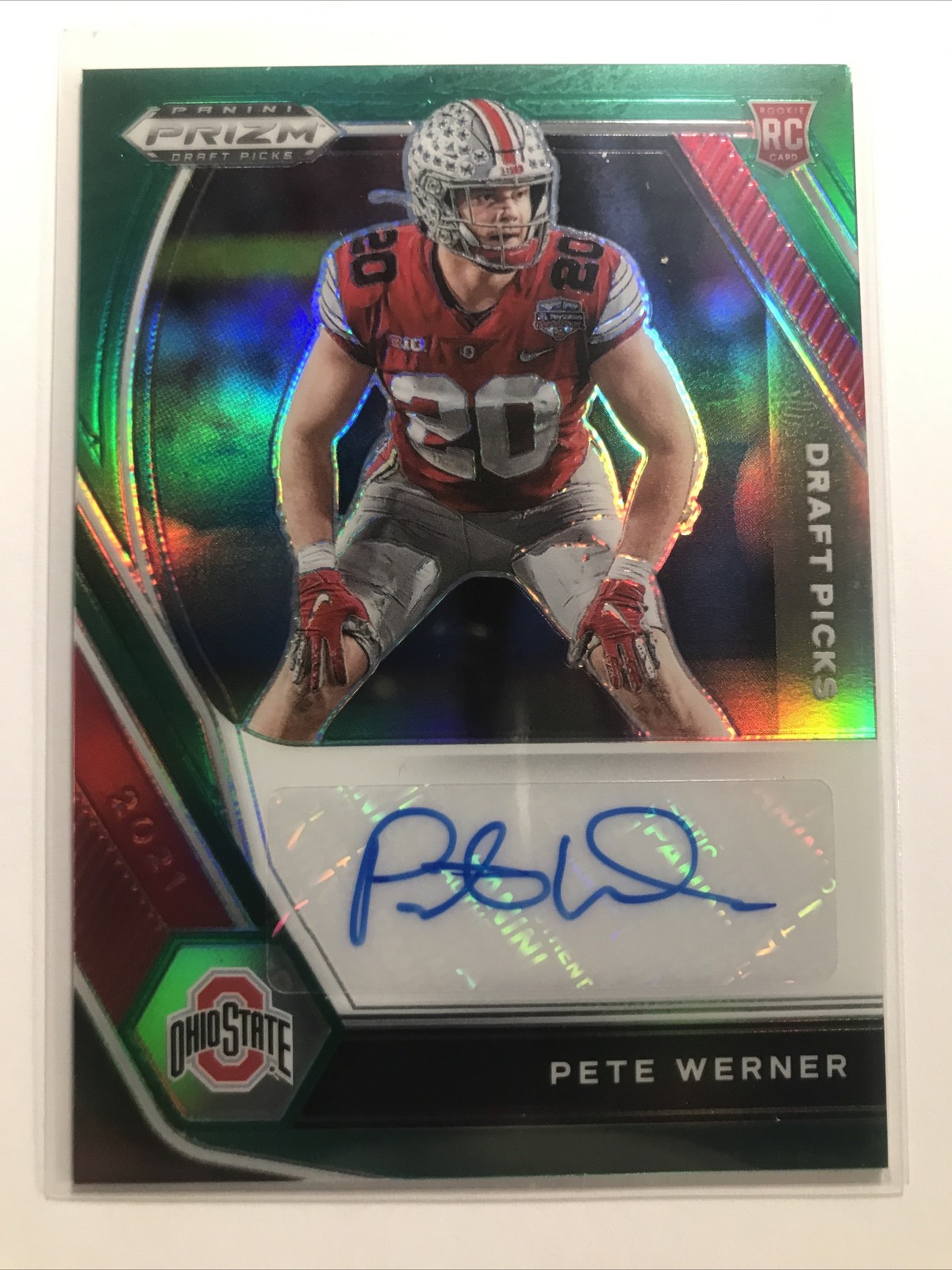 Pete Werner Panini Prizm Draft Picks Draft Picks Autographs #PEW Silver Prizm
