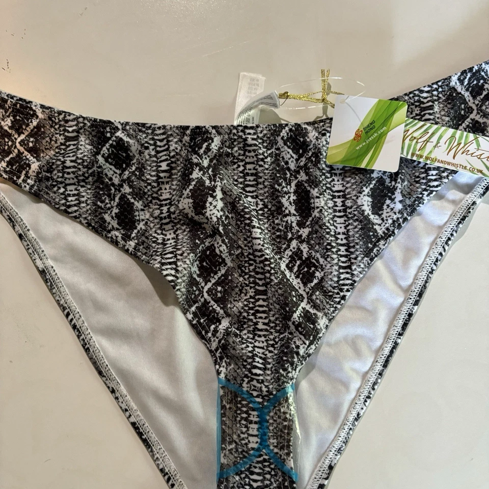 Wolf & Whistle Mujer 14 Traje de Baño Bikini Parte Inferior Piel de Serpiente Traje de Baño Natación Foto 2 de 4