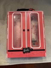 Pink Barbie Mattel 2013 Clear Doors Wardrobe Closet Storage Doll Travel Case