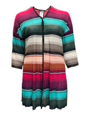 Marina Rinaldi Damen Bordeaux Messico Gestreifter Strickcardigan Größe M NWT