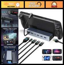 6-in-1 USB C Docking Station for Steam Deck, ROG Ally, 4K HDMI, Ethernet, PD Cha