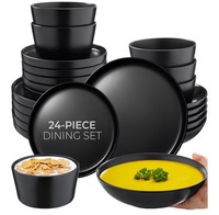 24-Piece Dinner Set for 6 People,Versatile Stoneware Plates and Bowls with Glaze