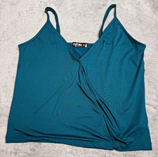 ChicMe Women s Teal Solid Wrap Front Camisole, Adjustable Straps, XL