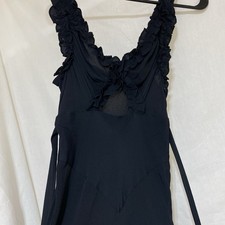 DÔEN Black Amoretta Long Maxi Ruffled Cut Out Dress XXS 00