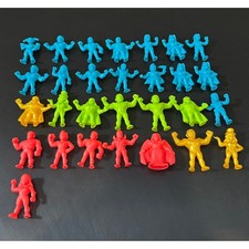 Vintage Rubber Mini Figures Lot 26pc Wrestlers Warriors Neon Blue Green Red Gold
