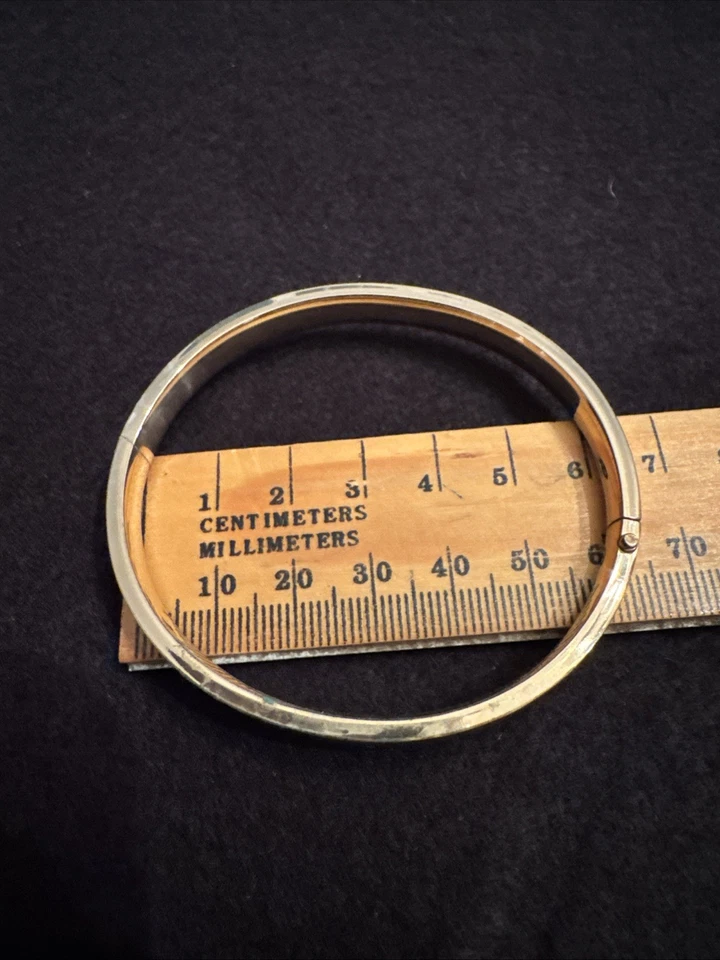 Brazalete Brazalete Mujer 14K GF Oro Amarillo Relleno De Colección Sólido Brillante Estate32 Foto 3 de 4