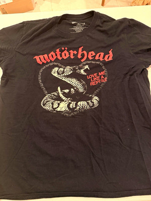 Motörhead Love Me Like A Reptile black graphic logo tee mens L crew neck