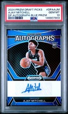 2024 PRIZM DRAFT PICKS AUTOGRAPH BLUE PRIZM AJAY MITCHELL RC AUTO 14/149 PSA 10