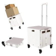 HONSHINE COLLAPSIBLE ROLLING CRATE WITH SPINNING OPEN LID, XZG - WHITE