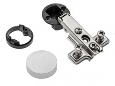 Cabinet Hinge Sprung 95° Full Overlay Glass Door Round Cap Mounting Euro Screw