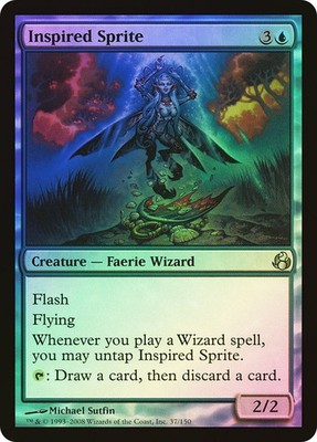 MTG FOIL Inspired Sprite  - Morningtide #037