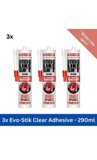 3x Evo Stik Sticks Like Sh*t Clear All Weather Silicone Adhesive - 290ml