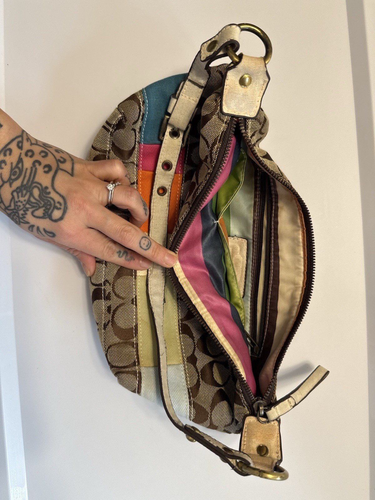 Coach Y2K Patchwork Mini Shoulder Bag Monogram Ca… - image 4