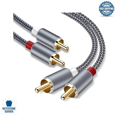 2-Pack 4FT Nylon Braided RCA Audio Cable for High-Fidelity Home & Car Audio
