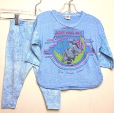 VTG Dr. Denton 2T Raccoon Don  t Wake Me Up I  m Sound Asleep 2pc Pajama Set 80s