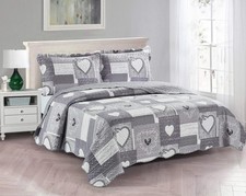 Brilliant Sunshine Grey Heart Love Quilt King Size 108x90