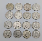 1965-1969  Lot of 16 Kennedy Half Dollars  40% Silver Clad  $8.00 Face Value